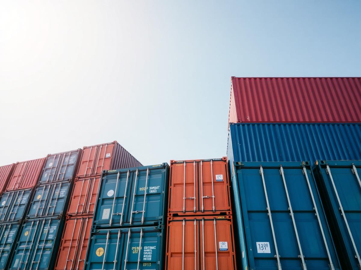 Stacked shipping containers at a container terminal