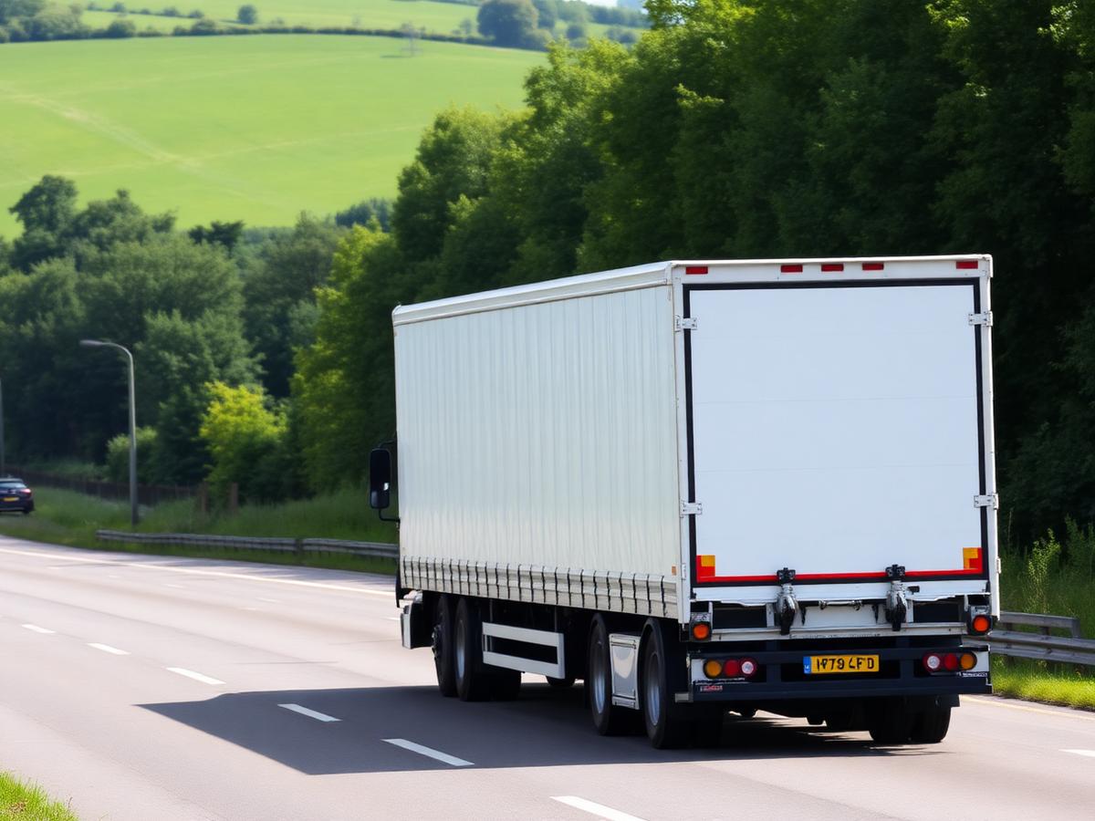 Articulated lorry travelling on a UK motorway